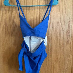 NWT Women's Front Cut Out Tie Ribbed One Piece